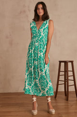 AUGUSTA GREEN PRINTED MAXI DRESS