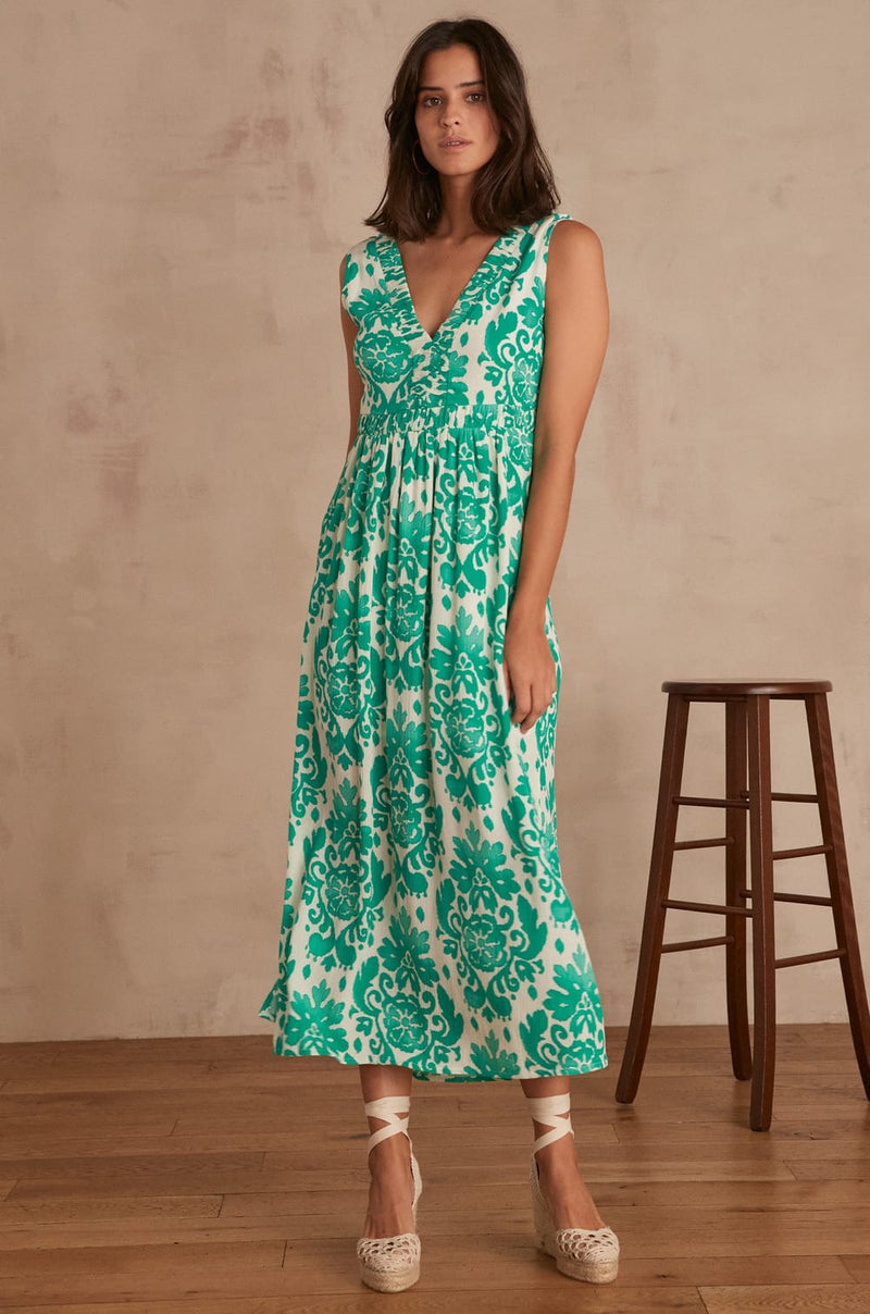 AUGUSTA GREEN PRINTED MAXI DRESS