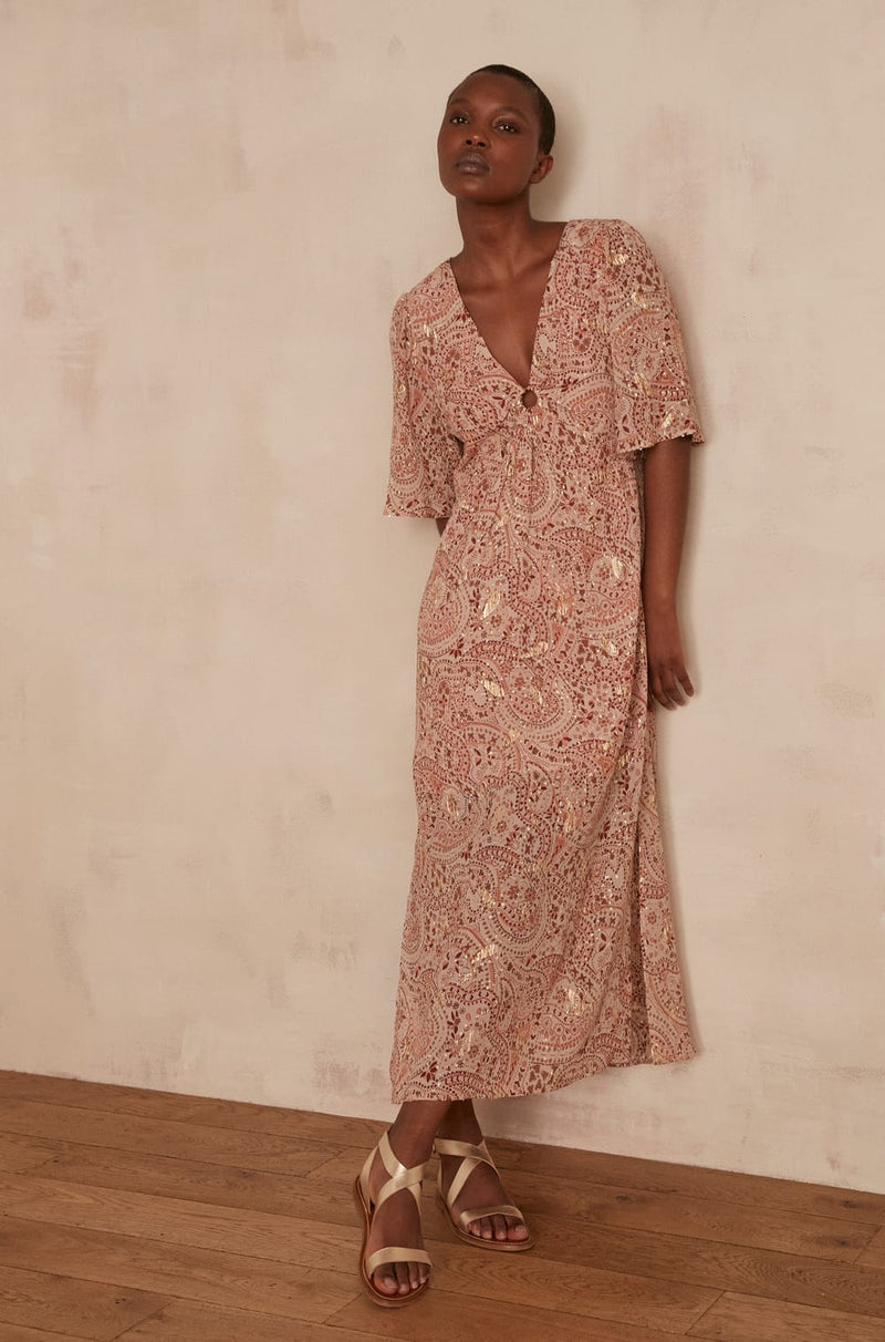 ANITA BLUSH PRINTED LUREX DRESS