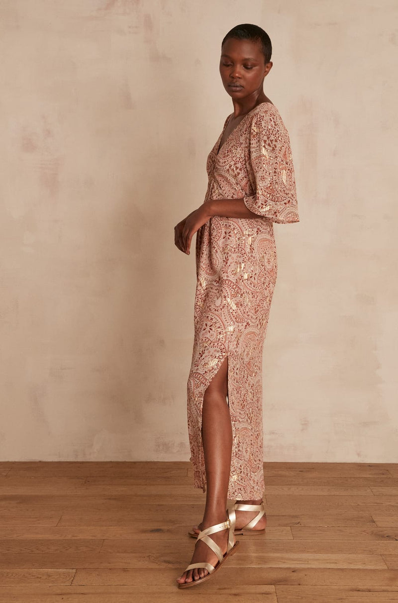 ANITA BLUSH PRINTED LUREX DRESS