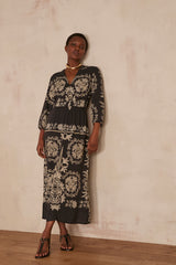 AYAH BLACK FLORAL PRINT MAXI DRESS