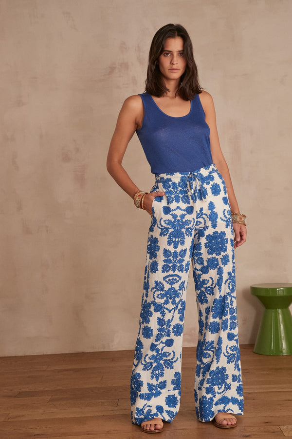 PRINCE ROYAL BLUE PRINT TROUSERS