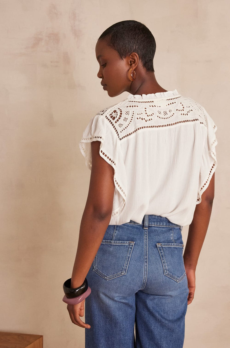 CINDY IVORY EMBROIDERED BLOUSE