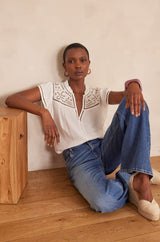 CINDY IVORY EMBROIDERED BLOUSE