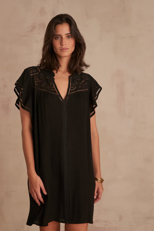 MARGOT BLACK EMBROIDERED DRESS