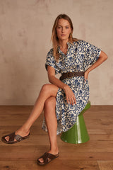 AUDREY PETROLE PRINTED SHIRT DRESS