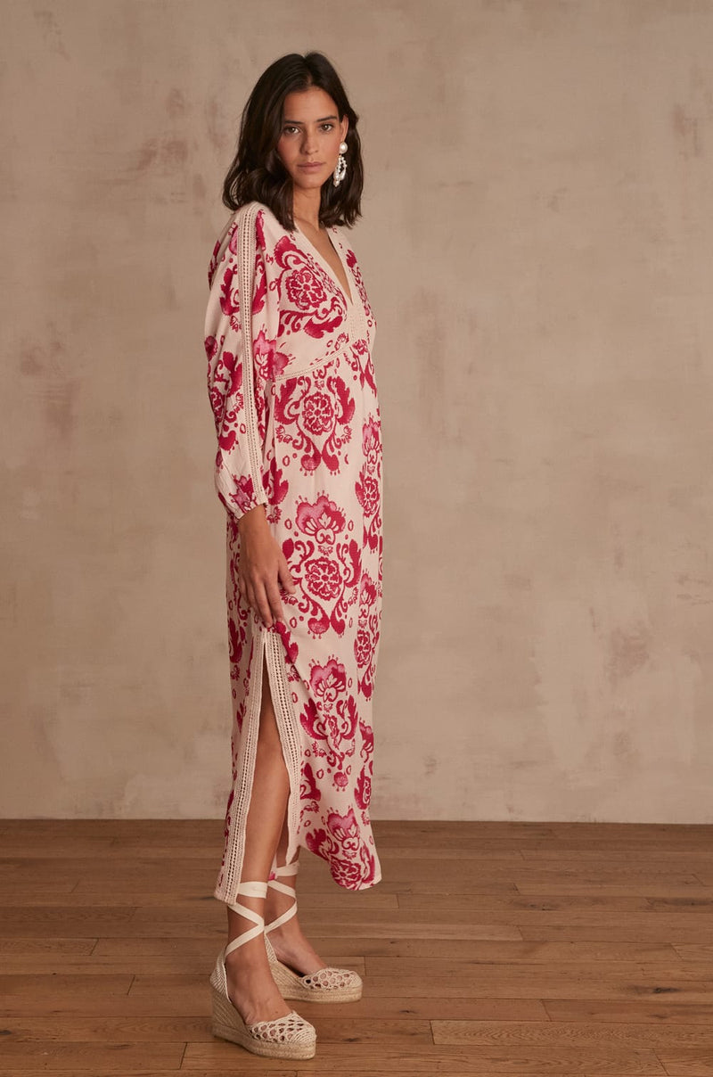 ALESA PINK PRINTED MAXI DRESS