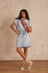 BROOKLYN BLEACHED DENIM SKIRT