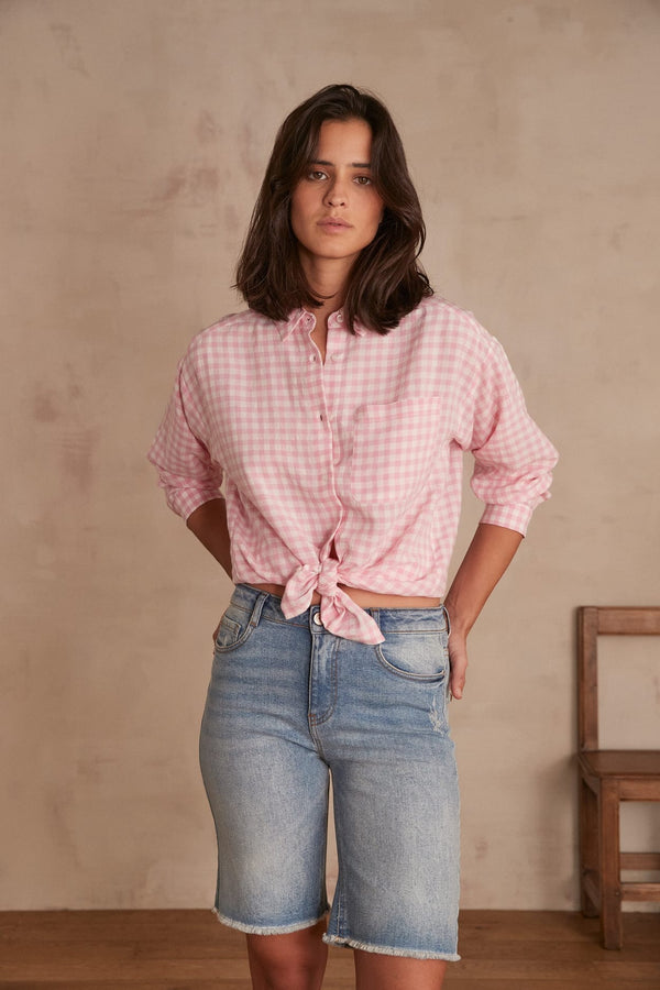 BARDOT PINK CHECKED SHIRT