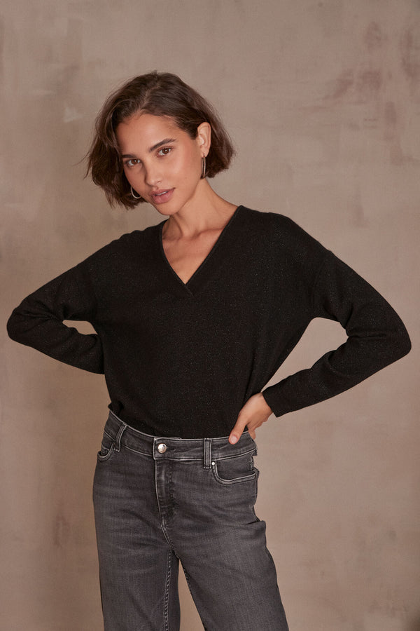 ADELIE BIS BLACK SPARKLING CASHMERE JUMPER