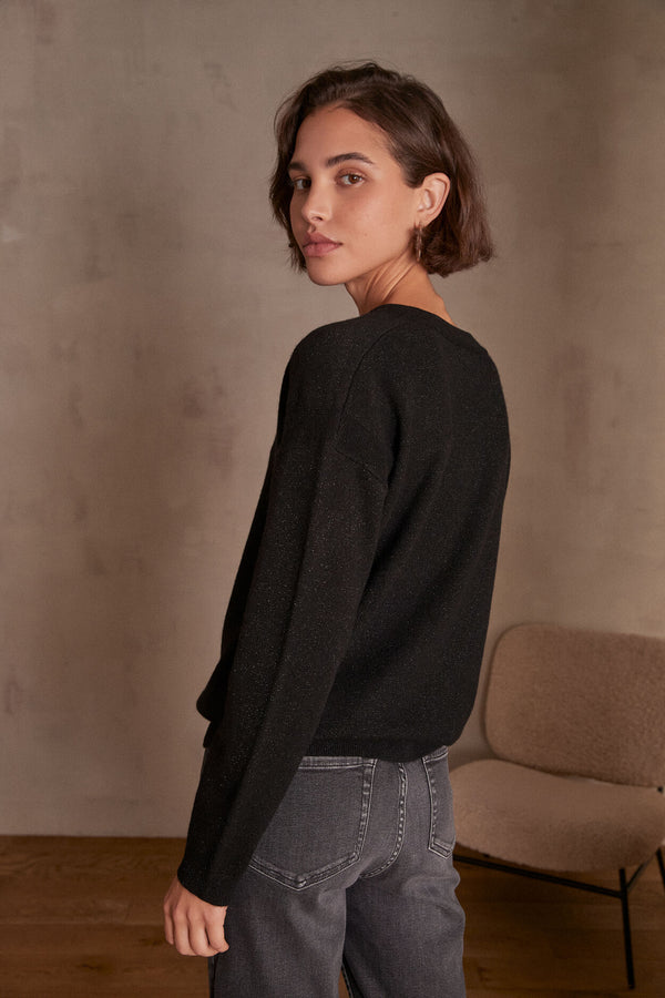 ADELIE BIS BLACK SPARKLING CASHMERE JUMPER