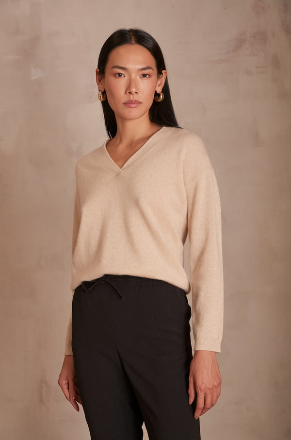 ADELIE BIS BEIGE SPARKLING CASHMERE JUMPER