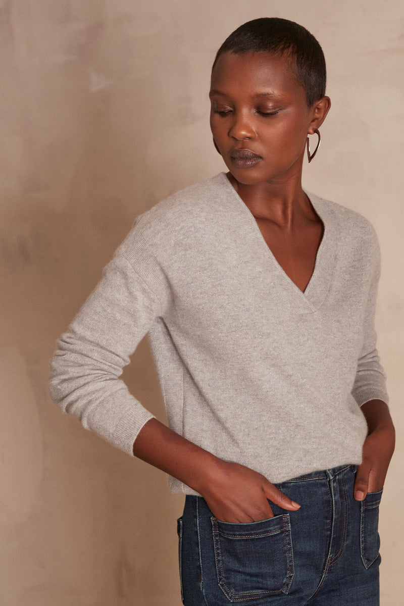 ADELIE BIS GREY SPARKLING CASHMERE JUMPER