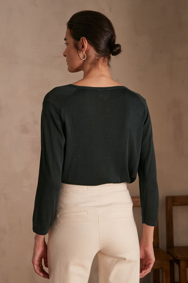 CARLY PINE GREEN LIGHTWEIGHT JUMPER