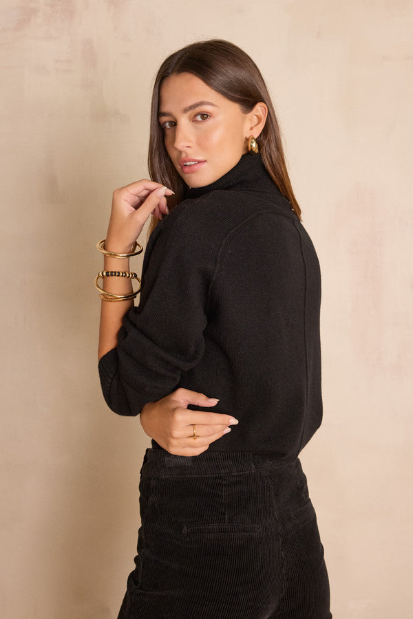 CELESTIN BLACK TURTLENECK WOOL JUMPER