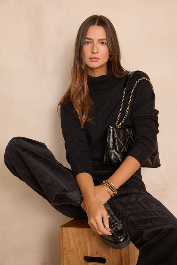 CELESTIN BLACK TURTLENECK WOOL JUMPER