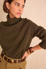 CELESTIN KHAKI TURTLENECK WOOL JUMPER