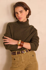 CELESTIN KHAKI TURTLENECK WOOL JUMPER