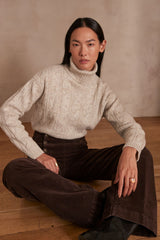 CELYA CASHMERE BRAIDED TURTLENECK