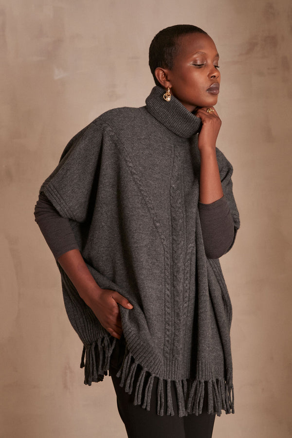 ALENA WOOL TURTLENECK PONCHO