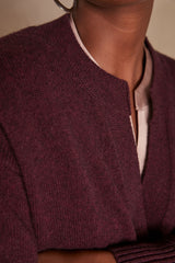 CLEMENT AUBERGINE V-NECK WOOL BLEND JUMPER