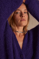 CHELTON PURPLE KNITTED CARDIGAN