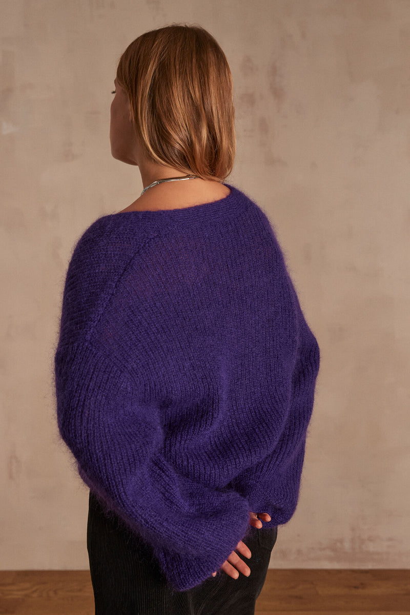 CHELTON PURPLE KNITTED CARDIGAN