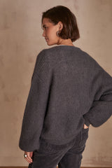 CHELTON GREY KNITTED CARDIGAN