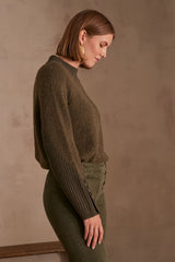 CLARCK KHAKI BUTTONNED SLEEVE JUMPER