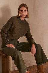 CLARCK KHAKI BUTTONNED SLEEVE JUMPER