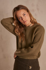 CAPUCINE KHAKI BUTTON DETAIL SWEATER