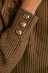 CAPUCINE KHAKI BUTTON DETAIL SWEATER