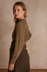 CAPUCINE KHAKI BUTTON DETAIL SWEATER