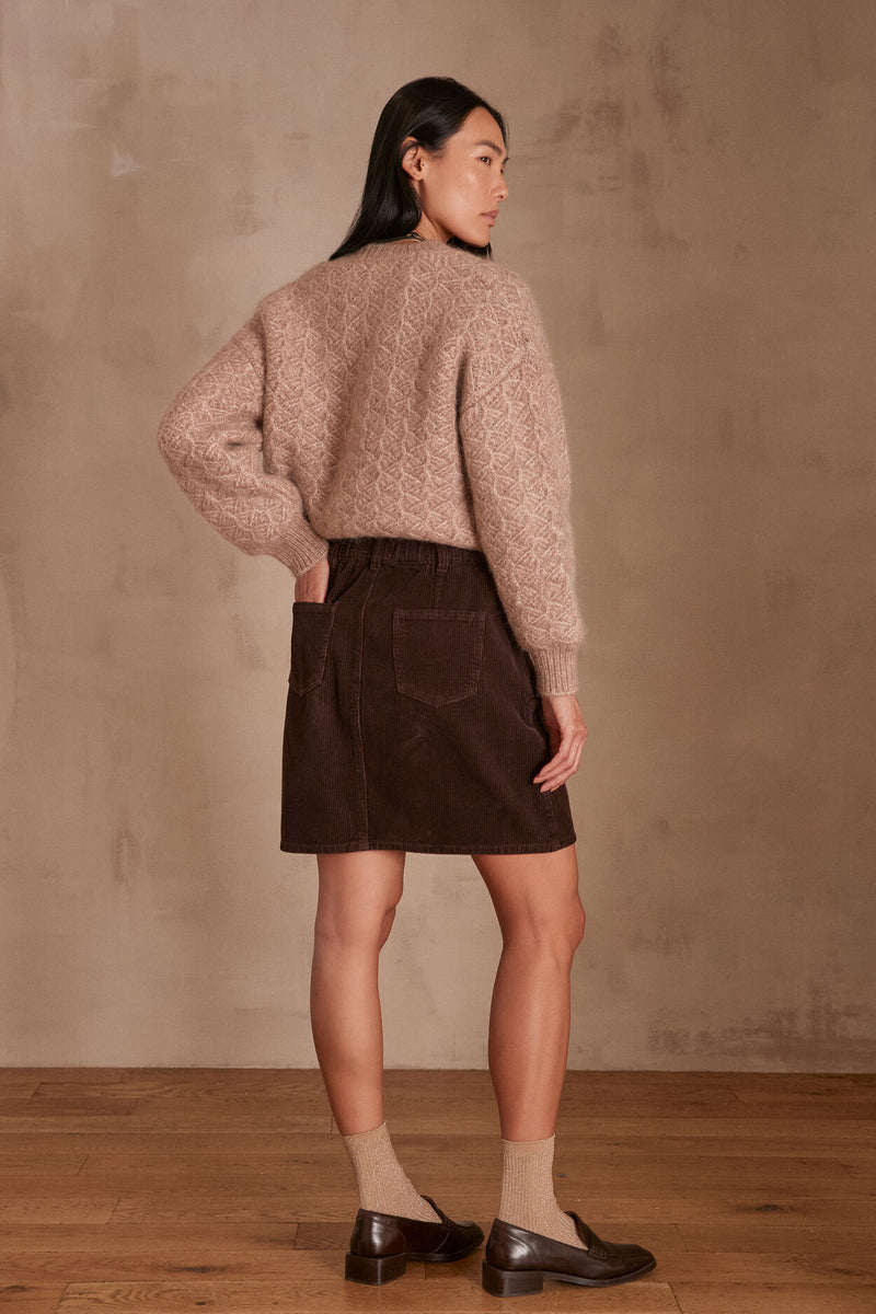 BILLIE DARK BROWN CORDUROY SKIRT