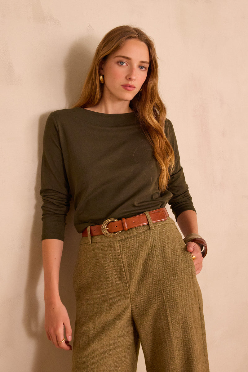 TANGUY KHAKI BOATNECK T-SHIRT