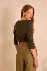 TANGUY KHAKI BOATNECK T-SHIRT