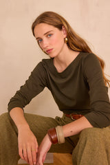 TANGUY KHAKI BOATNECK T-SHIRT