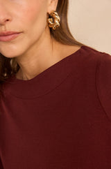 TANGUY BURGUNDY BOATNECK T-SHIRT