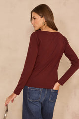 TANGUY BURGUNDY BOATNECK T-SHIRT