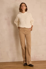 NINON LIGHT TAUPE VELVET FLARE TROUSERS
