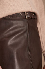 ELEANOR BURGUNDY LEATHER SKIRT