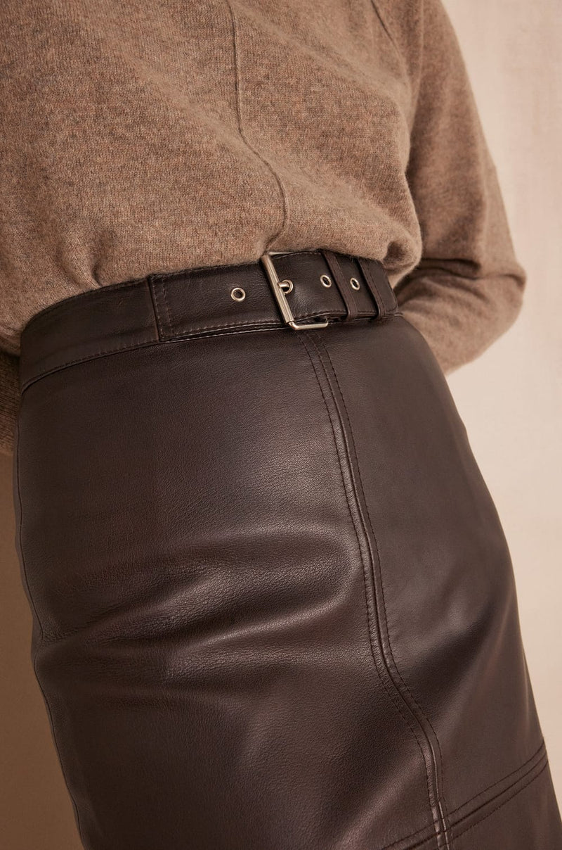 ELEANOR BURGUNDY LEATHER SKIRT
