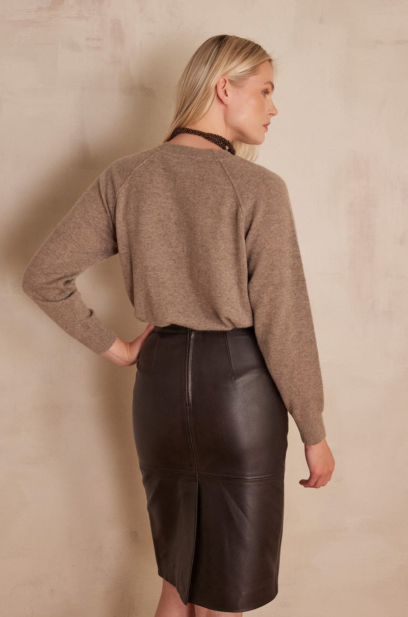 ELEANOR BURGUNDY LEATHER SKIRT