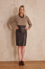 ELEANOR BURGUNDY LEATHER SKIRT