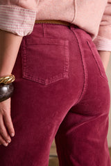 LUNA GARNET VELVET FLARE TROUSERS