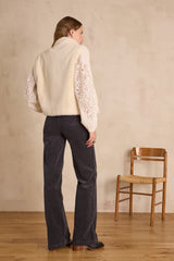 LUNA ANTHRACITE COTTON VELVET TROUSERS