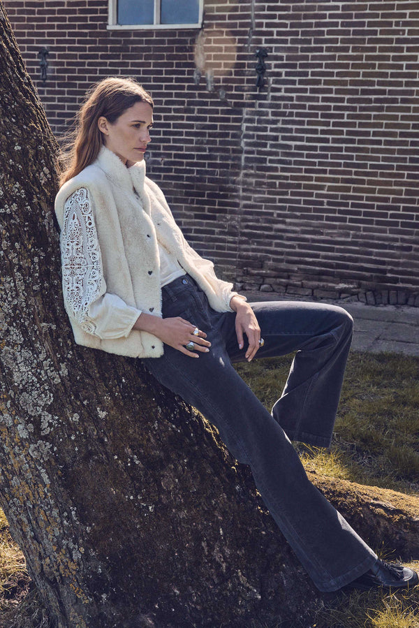 LUNA ANTHRACITE COTTON VELVET TROUSERS