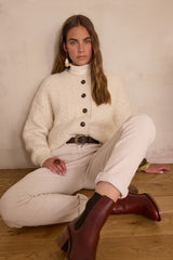 SABIL CREAM VELVET CHINO TROUSERS