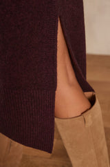 MARIANE AUBERGINE MAXI KNIT DRESS