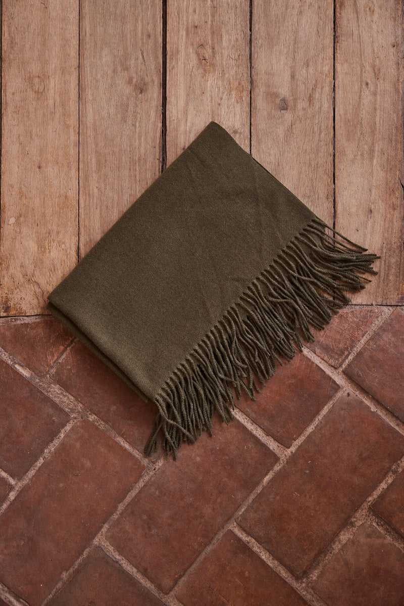 LUCIE KHAKI FRINGED SCARF